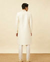 Pearled Ivory White Ogee Patterned Sequined Sherwani Set image number 4